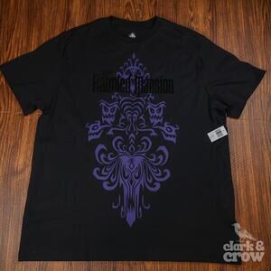 Disney Parks Haunted Mansion Black T-Shirt Purple Velvet Graphic Size XL New